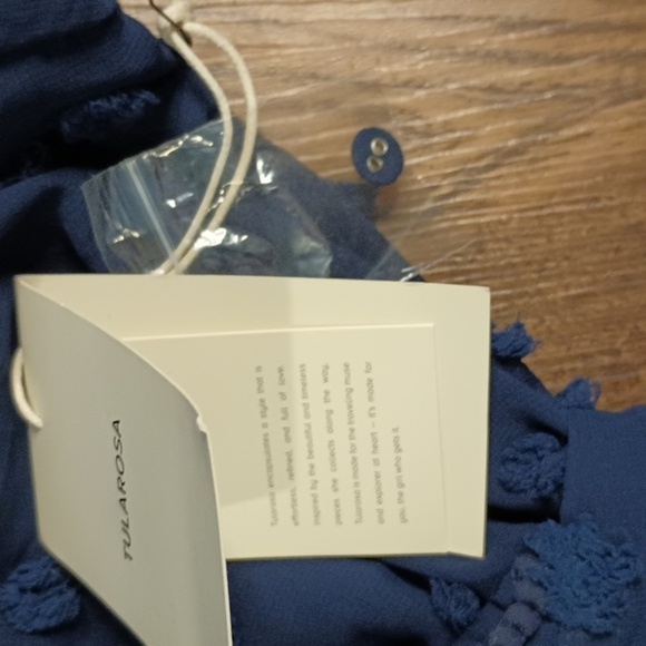 Tularosa Navy Blue Sheer Polka Dot Wrap Top KKK - Picture 5 of 8